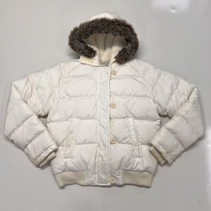 vtg Ralph Lauren Polo Jeans S Womens Faux Fur Hood Puffer Down Jacket Coat Y2K